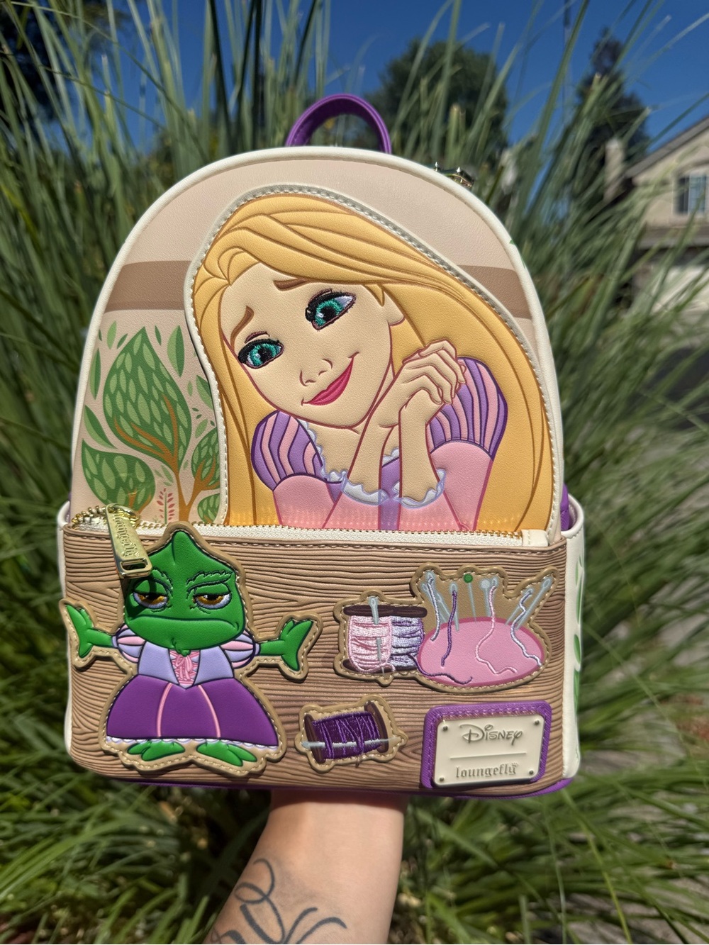 Loungefly Rapunzel & Pascal Kids Mini Backpack - Purple, Cream, Green